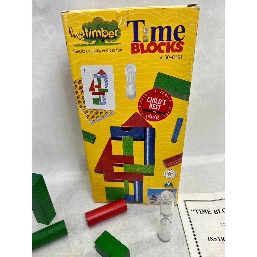TC Timber Time Blocks Vintage Wooden Building Game 50-8151 Educational Toy